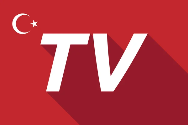 Dlouhý stín Turecko vlajka s textem Tv — Stockový vektor