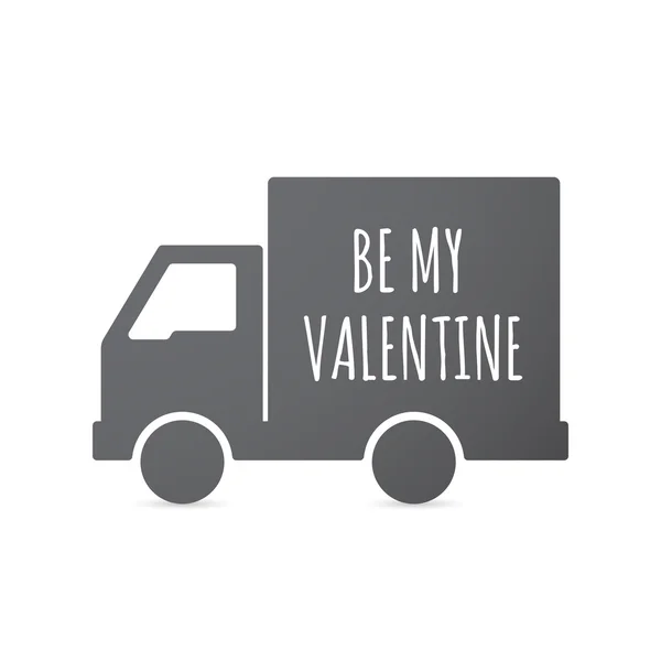 Icona del camion isolato con il testo BE MY VALENTINE — Vettoriale Stock