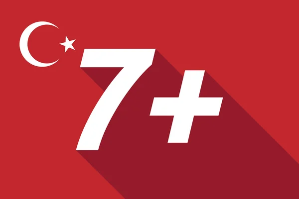 Bayangan panjang Bendera Turki dengan teks 7 + - Stok Vektor