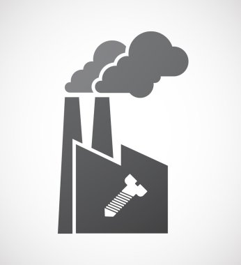 İzole fabrika simgesi bir vida ile