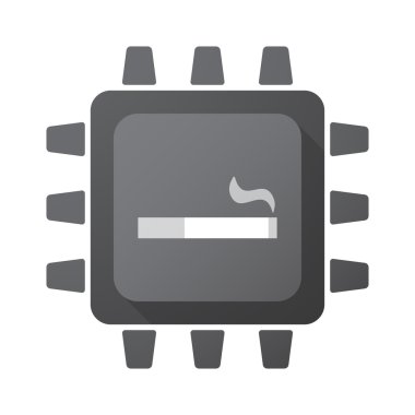 Bir sigara ile izole Cpu çip simgesi