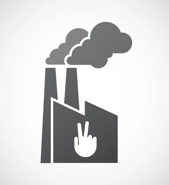 Isolerade fabriken ikon med en seger hand — Stock vektor