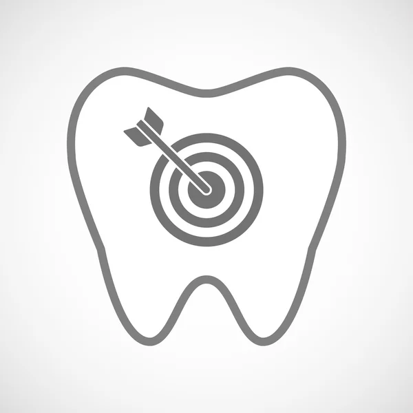Ícone de dente de arte de linha isolada com uma placa de dardo —  Vetores de Stock