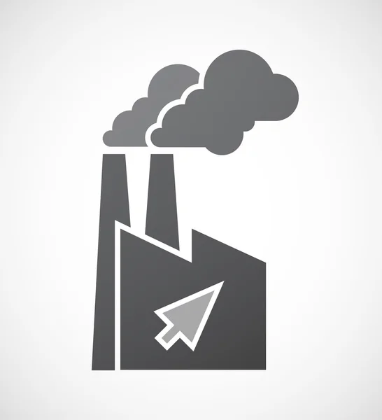 Isolated factory icon with a cursor — Stock Vector