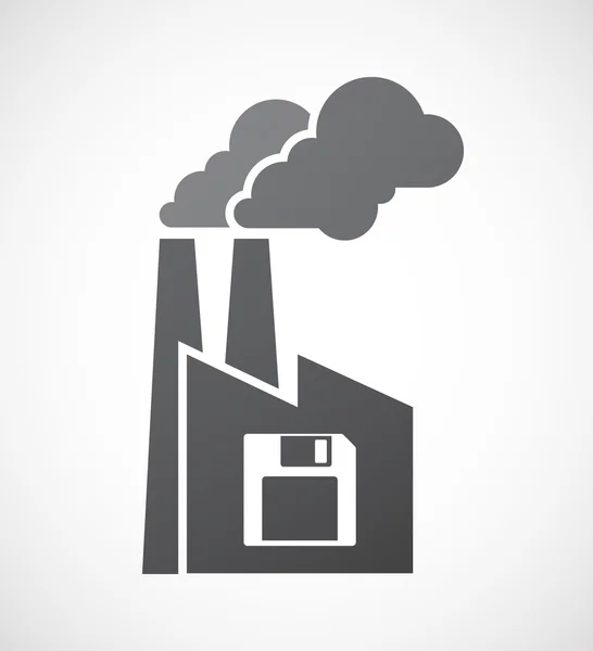 Isolated factory icon with a floppy disk — Stock Vector