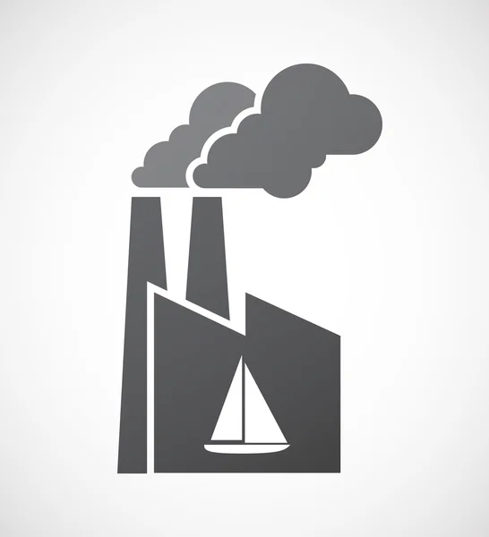 Geïsoleerde fabriek pictogram met een schip — Stockvector