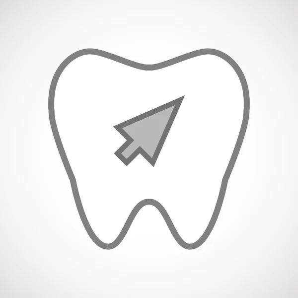 Isolated line art tooth icon with a cursor — Stock Vector