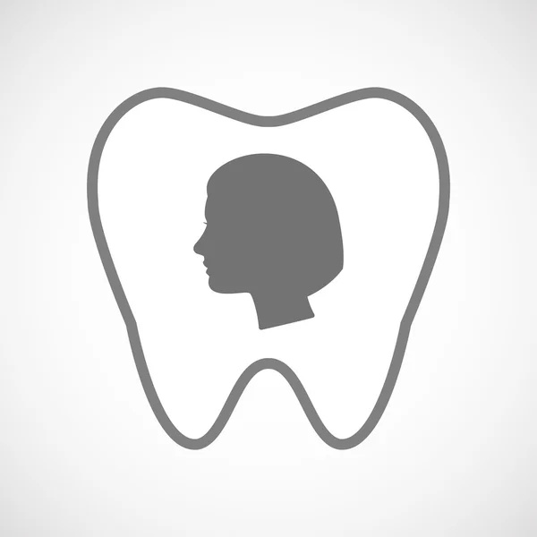 Isolated line art tooth icon with a female head — Stock Vector