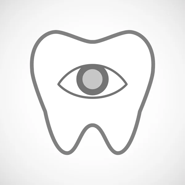 Isolated line art tooth icon with an eye — Stock Vector