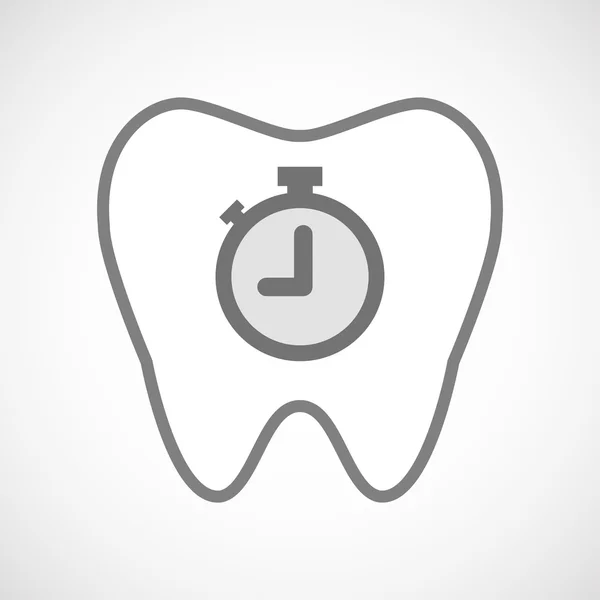 Isolated line art tooth icon with a timer — Stock Vector