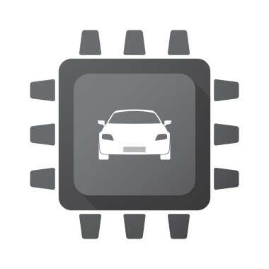 Bir araba ile izole Cpu çip simgesi