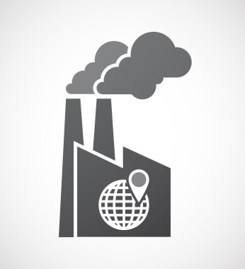 Bir dünya küre simgesiyle izole fabrika