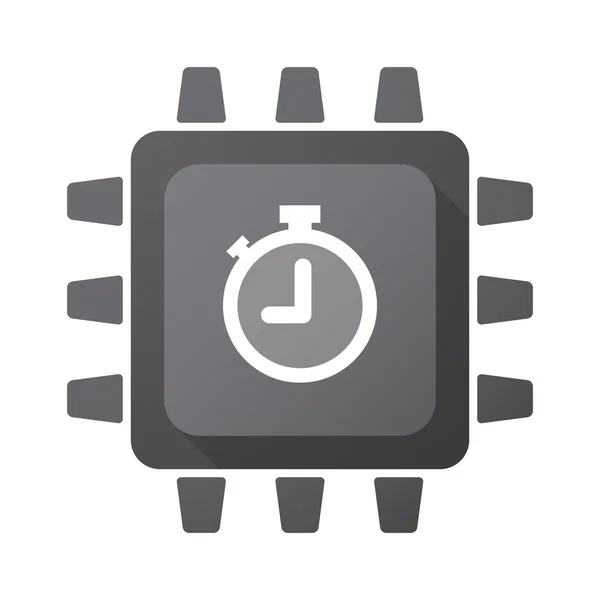 Απομονωμένες εικονίδιο chip Cpu με ένα χρονόμετρο — Διανυσματικό Αρχείο