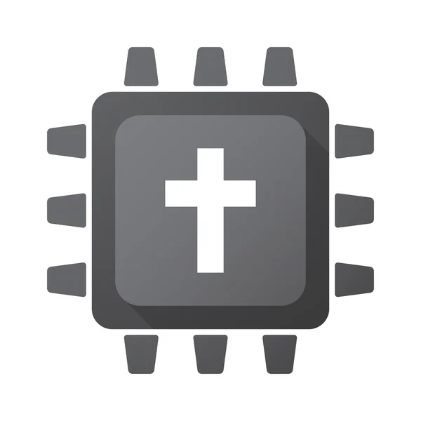 Isolated CPU chip icon with a christian cross — Stock Vector