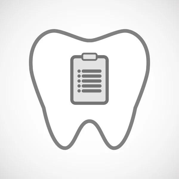 Ícone de dente de arte de linha isolada com um relatório —  Vetores de Stock