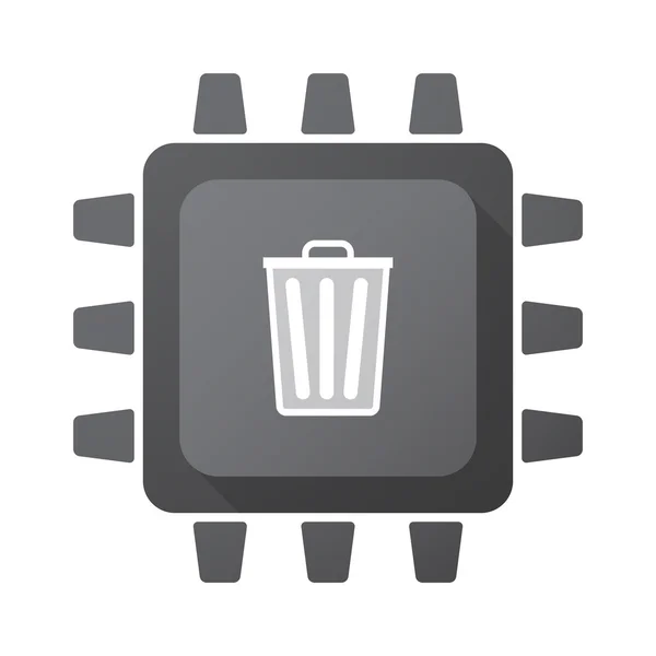 Isolated CPU chip icon with a trash can — Stock Vector