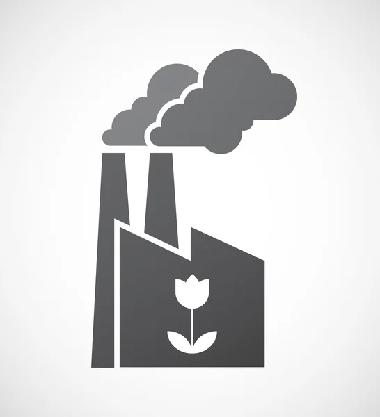 Isolated factory icon with a tulip — Stock Vector