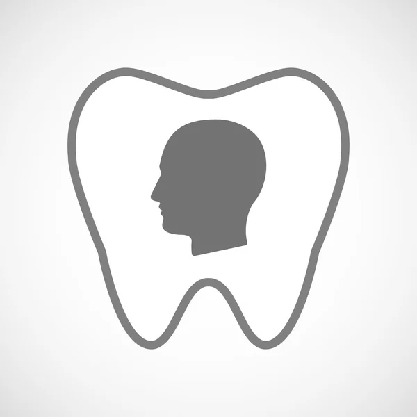 Isolated line art tooth icon with a male head — Stock Vector