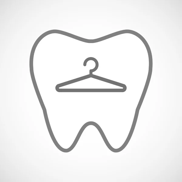 Isolated line art tooth icon with a hanger — Stock Vector