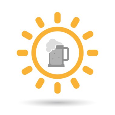 İzole satırı sanat güneş simgesi ile bir bira kavanoz simgesi