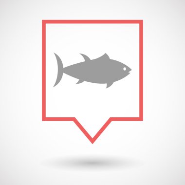 Bir ton balığı ile izole hat sanat araç ipucu simgesi