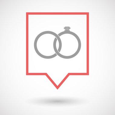 İzole satırı sanat araç ipucu simgesi ile bağlanmış iki alyans