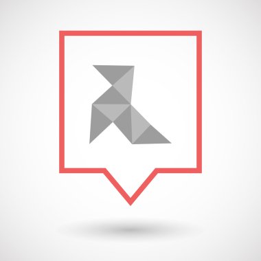 İzole satırı sanat araç ipucu simgesi ile bir kağıt kuş