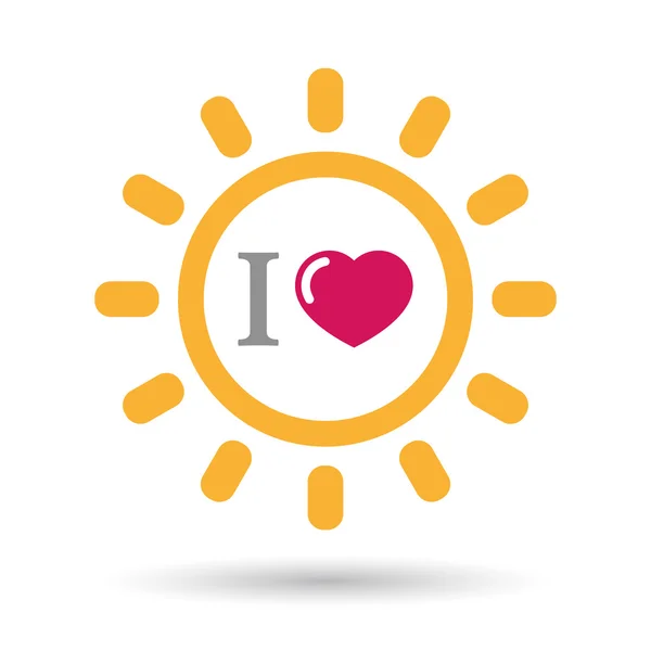 Isolé ligne art soleil icône avec un glyphe "J'aime" — Image vectorielle