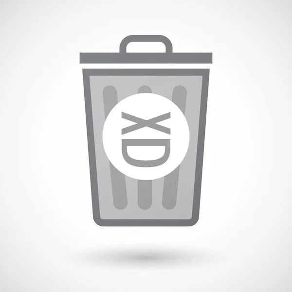 Isolated trash can icon with   a laughing text face — Stock Vector