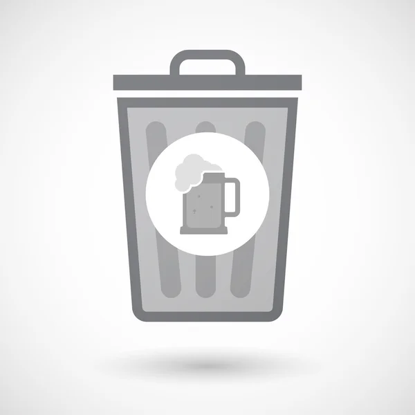 Ícone de lata de lixo isolado com um ícone de jarra de cerveja — Vetor de Stock