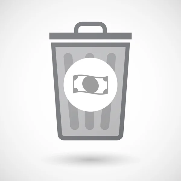 Isolated trash can icon with  bank note icon — Stock Vector