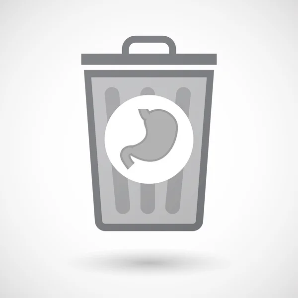 Icono de bote de basura aislado con un icono de estómago humano saludable — Vector de stock