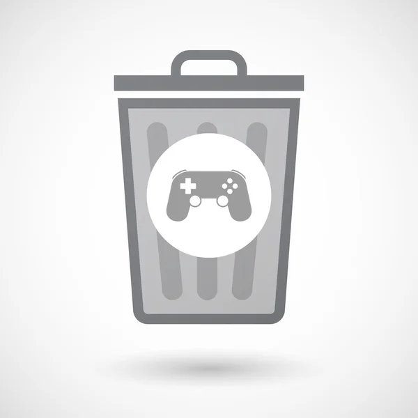 Isolated trash can icon with  a game pad — Stock Vector