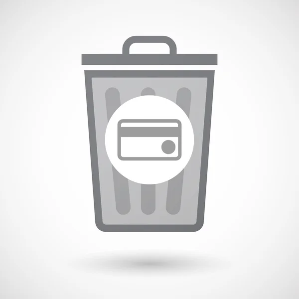 Ícone de lata de lixo isolado com cartão de crédito — Vetor de Stock