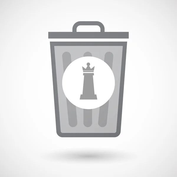 Isolated trash can icon with a  queen   chess figure — Stock Vector