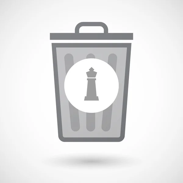 Isolated trash can icon with a  king   chess figure — Stock Vector