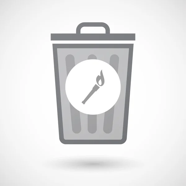 Isolated trash can icon with  a torch icon — Stockvector