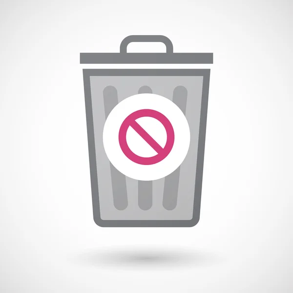 Icono de bote de basura aislado con un signo prohibido — Vector de stock