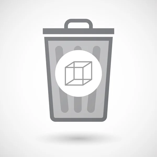 Isolated trash can icon with  a cube sign — Stock Vector