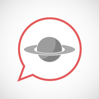 Gezegen Satürn ile izole komik balon çizgi sanat simge