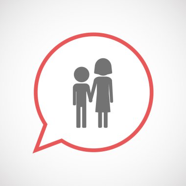 Bir çocukluk piktogram ile izole komik balon çizgi sanat simge