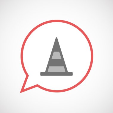 Bir yol koni ile izole komik balon çizgi sanat simge