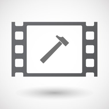 İzole 35mm film karesi bir çekiç ile