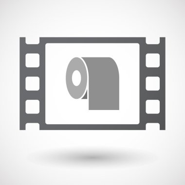 İzole 35mm film karesi ile bir tuvalet kağıdı rulosu