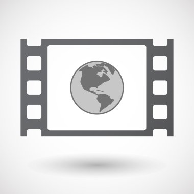 Bir Amerika Bölge dünya küre ile izole 35mm film karesi