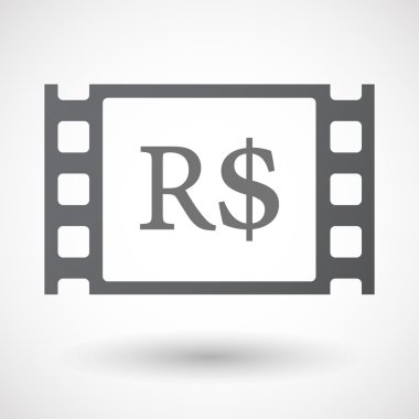 İzole 35mm film karesi brazillian gerçek para birimi işaretiyle