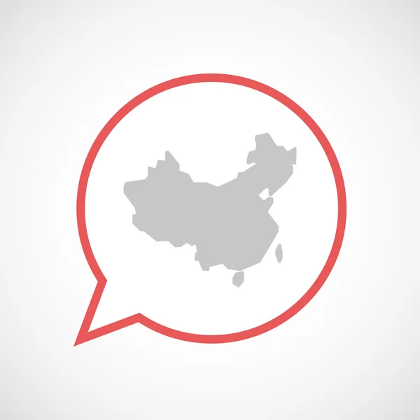 Isolerade komiska ballong konst ikon med en karta över Kina — Stock vektor