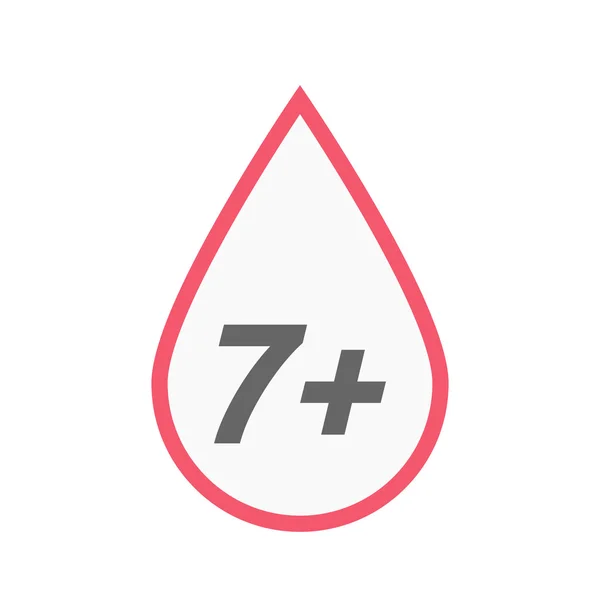 Izolované linie umění krevní kapka ikona s textem 7+ — Stockový vektor