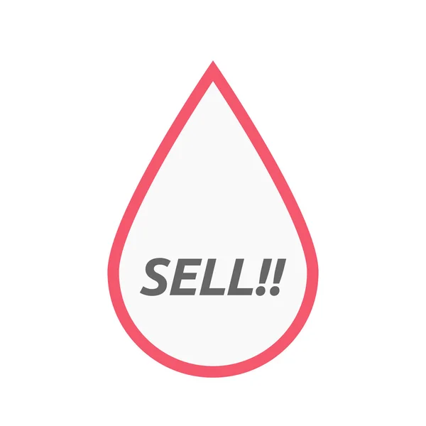 Geïsoleerde lijn kunst bloed drop icoon met de tekst verkopen!! — Stockvector