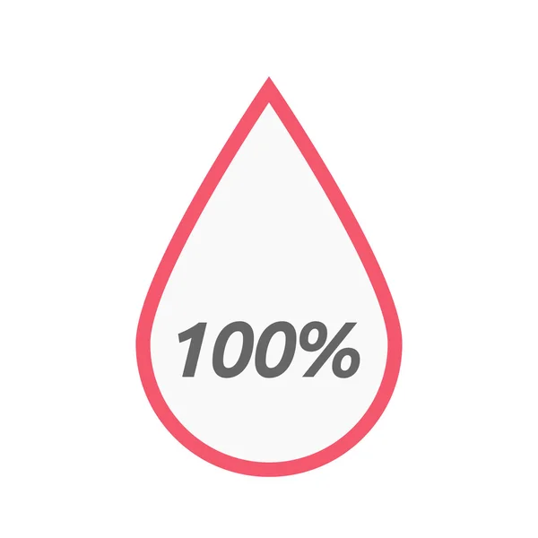 Isolated line art blood drop icon with    the text 100% — Stok Vektör